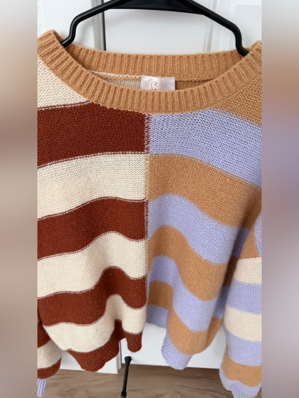 So Me Multi Colored Striped Womens Crew Neck Sweater L - Picture 3 of 5